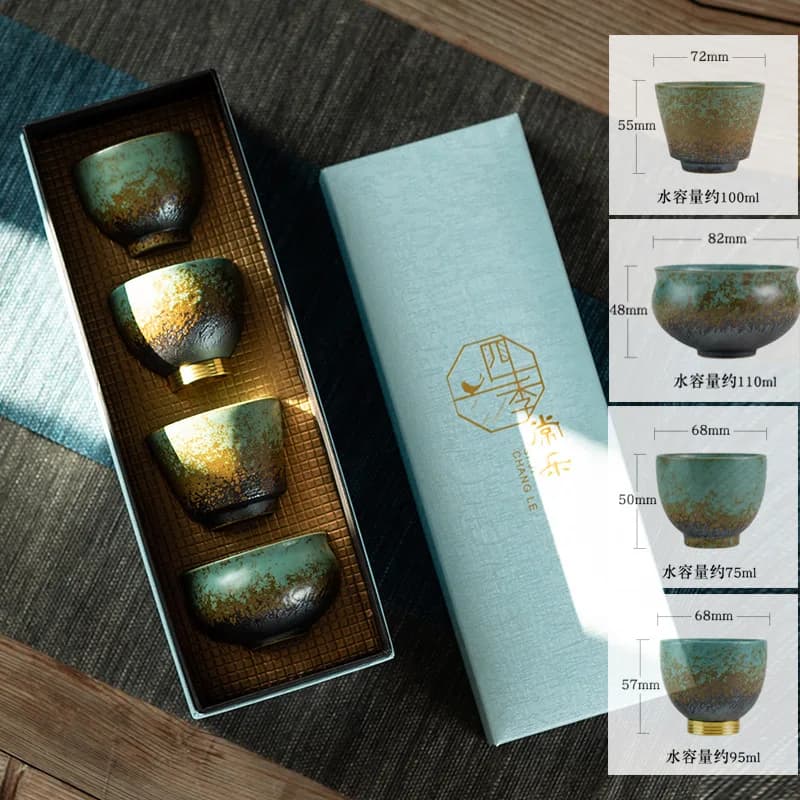 Ceramic Kungfu Tea Bowl Glazed Tea Cups Pu'er Master Cup 75ml Kitchen Teaware Household Tea Set Accessories Tea Cup Set
