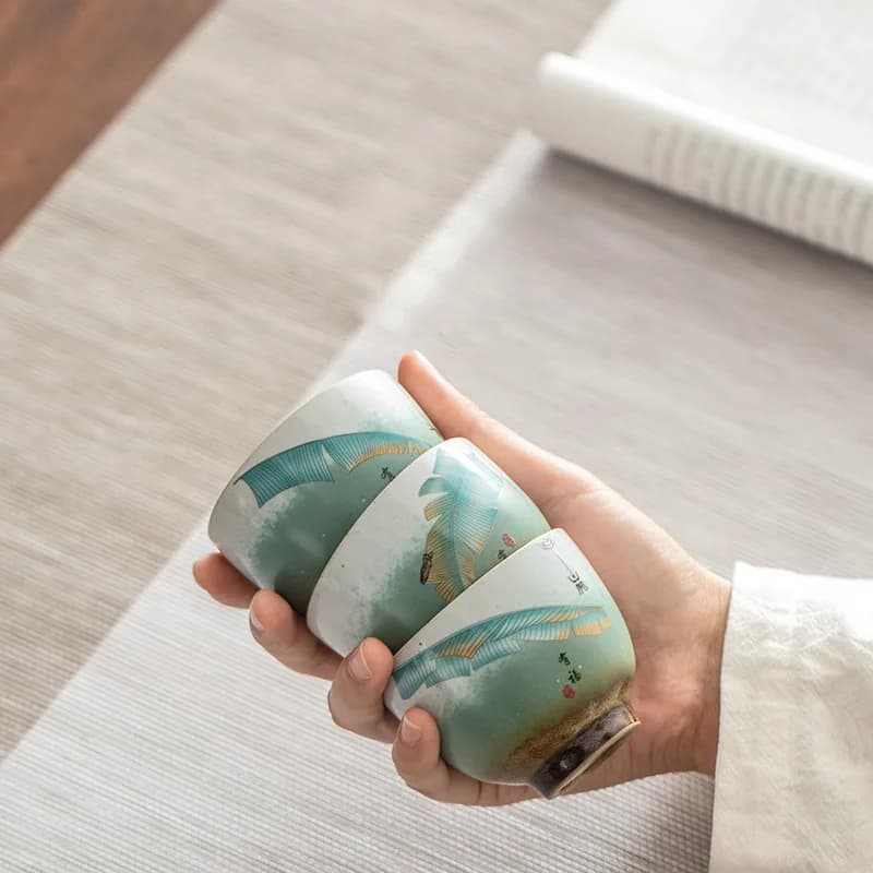 Ceramic Kungfu Tea Bowl Glazed Tea Cups Pu'er Master Cup 75ml Kitchen Teaware Household Tea Set Accessories Tea Cup Set